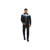 Nivia Colorblock Polyester Zipper Tracksuits for Men/Full Sleeve Running & Sports Tracksuits-Black/Light Blue/White(Small)