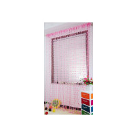 PINDIA 6 feet Set of 2 Baby Pink String Net Heart Design Door Window Curtain