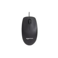 Amazon Basics Wired Mouse up to 1000 DPI I Upper Shell : Black Plastic Surface I Black
